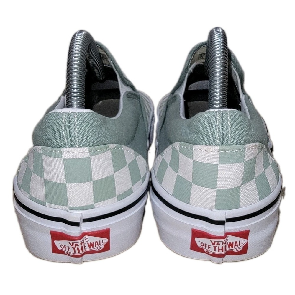 Vans Classic Slip-On Checkerboard Sage Green White Sneakers Womens 10 Mens 8.5 - Picture 8 of 11
